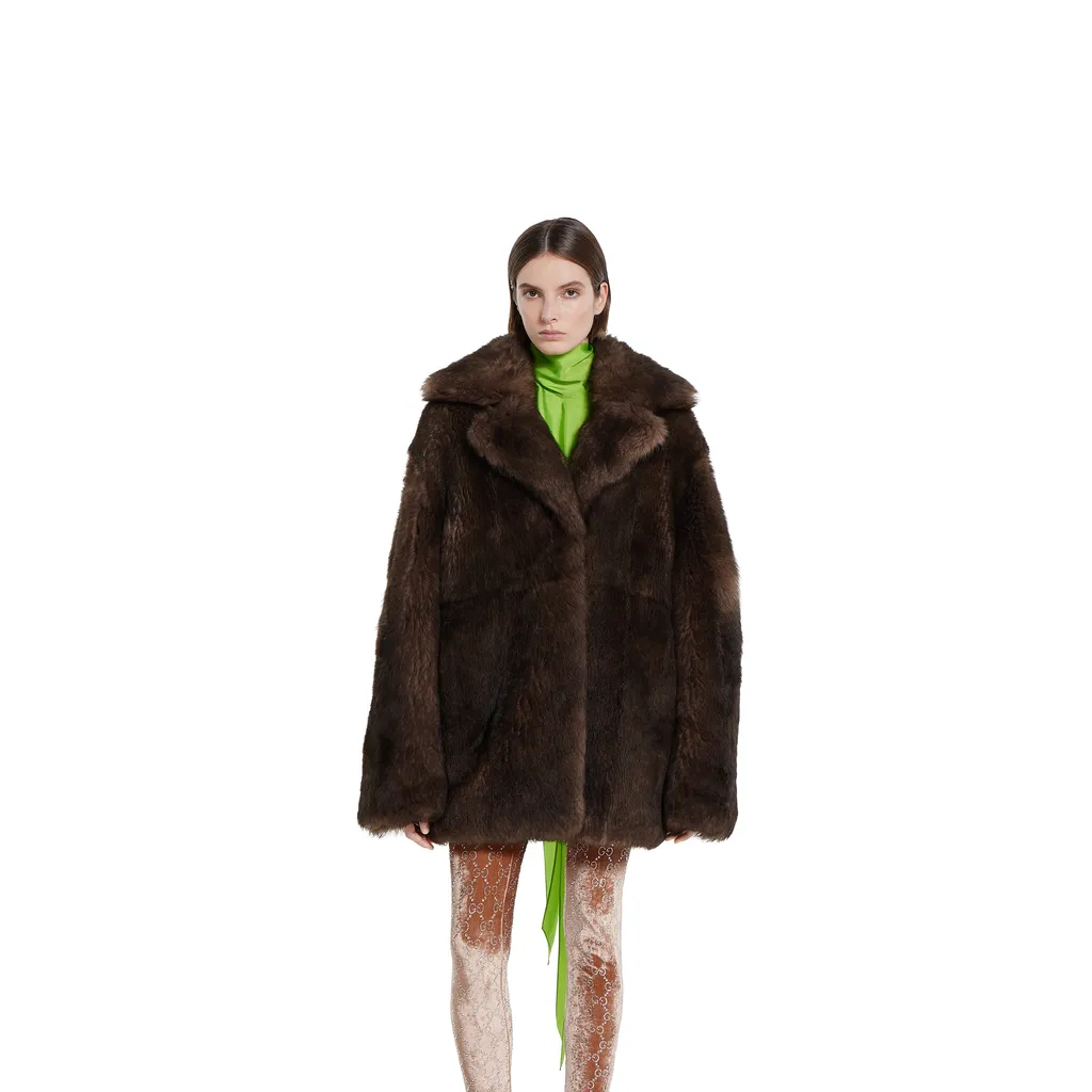 Soft Hairy Shearling Peacoat