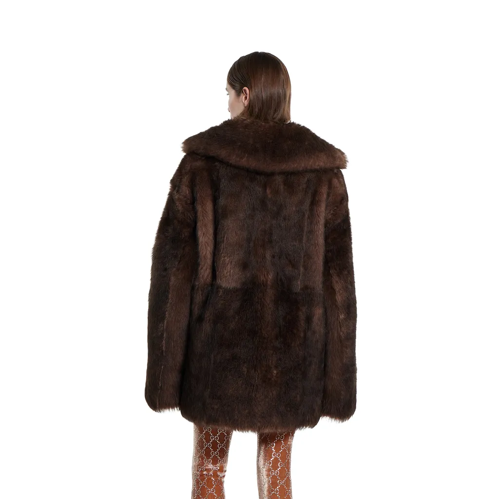 Soft Hairy Shearling Peacoat