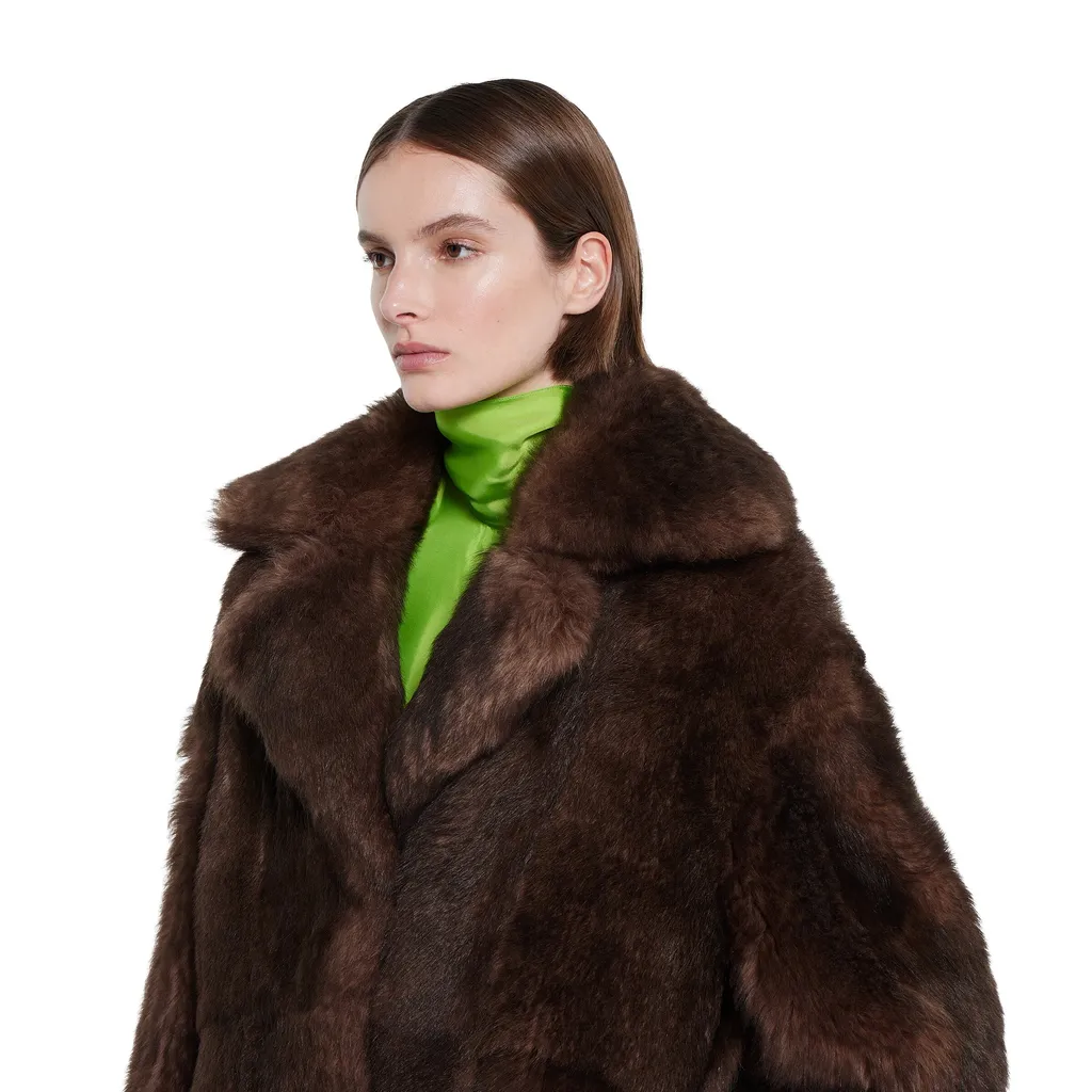 Soft Hairy Shearling Peacoat