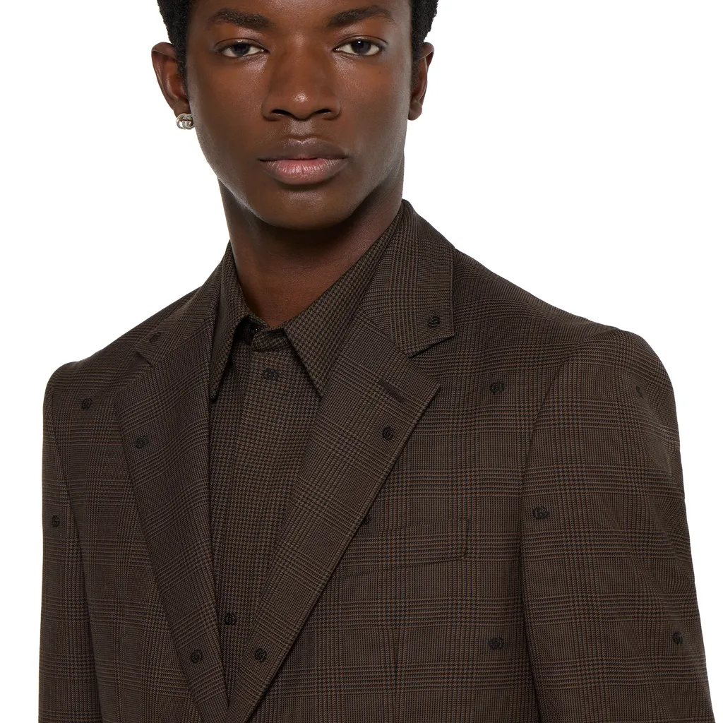 Gg Houndstooth Wool Jacquard Jacket