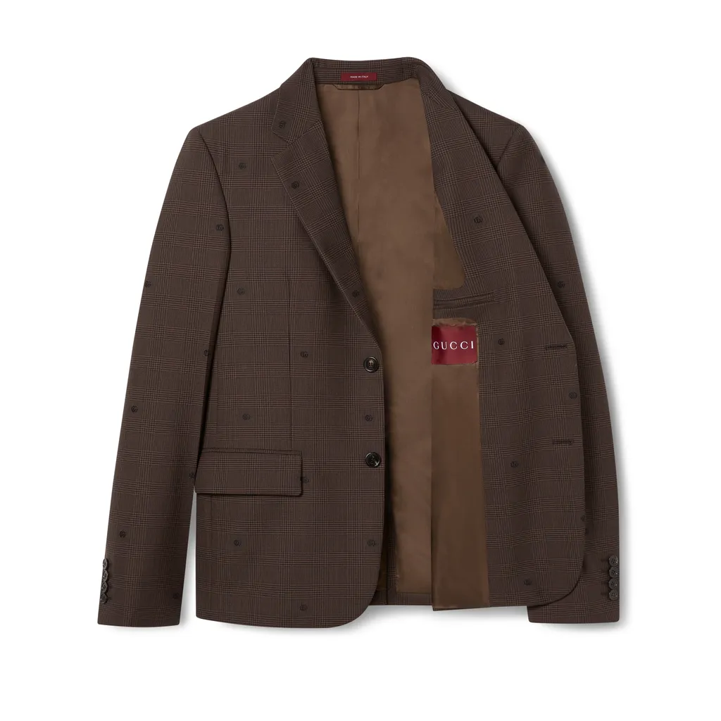 Gg Houndstooth Wool Jacquard Jacket