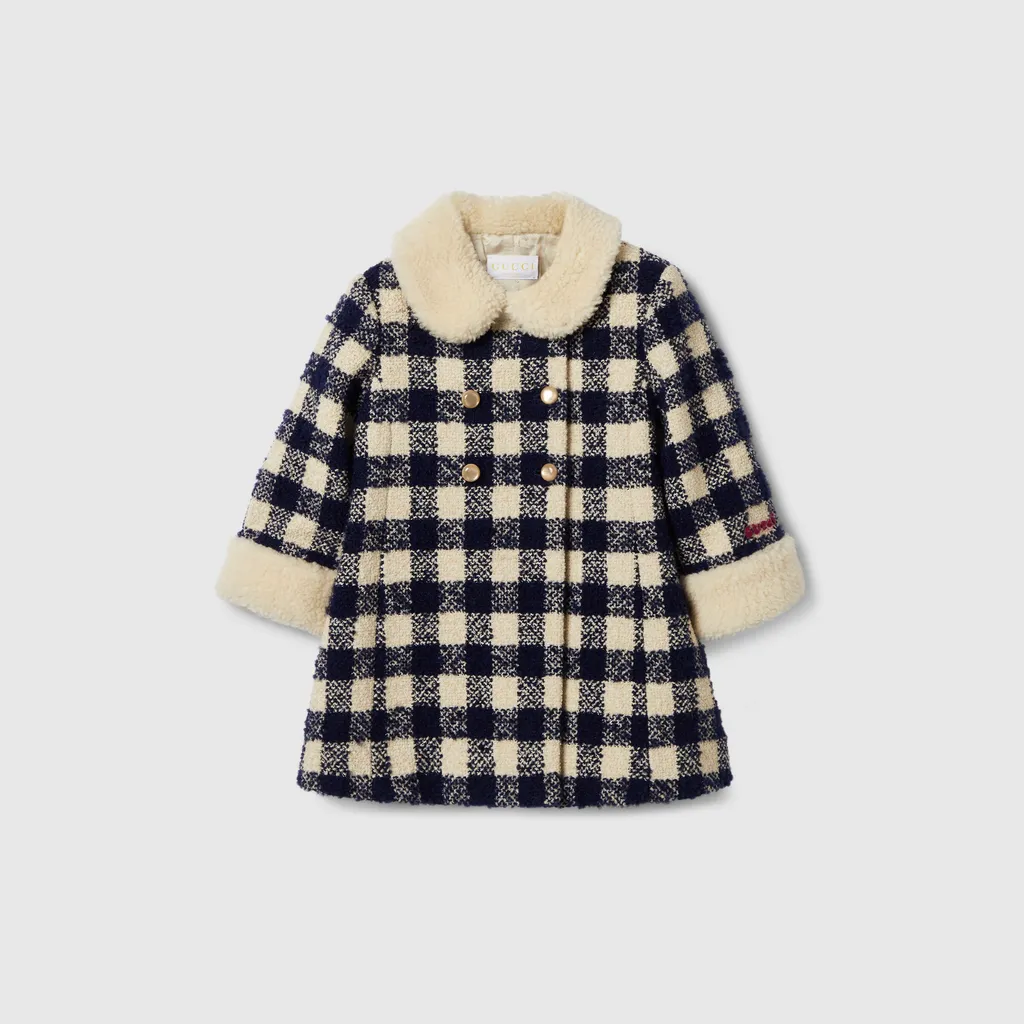 Baby Gingham Wool Coat