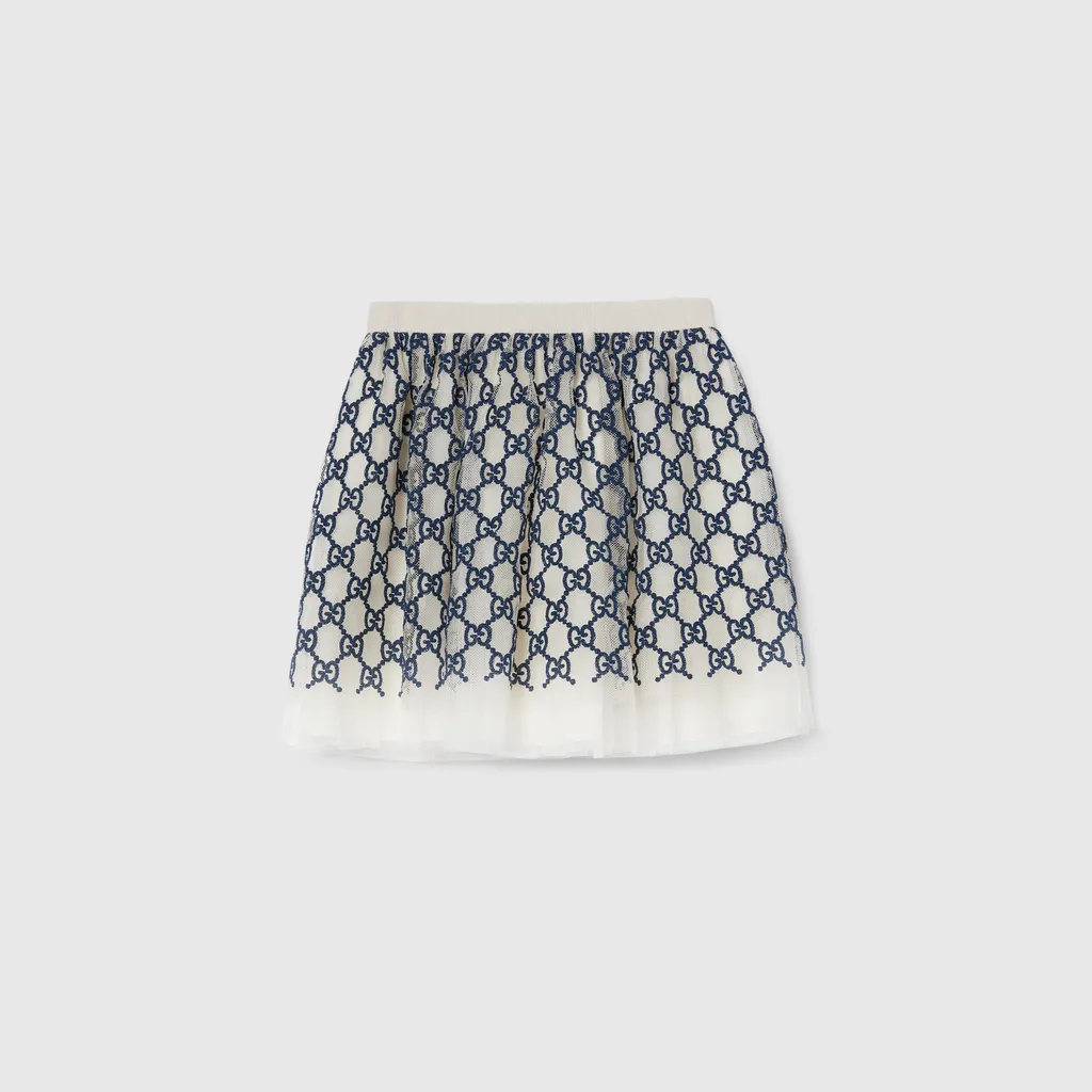 Baby Embroidered Gg Nylon Skirt