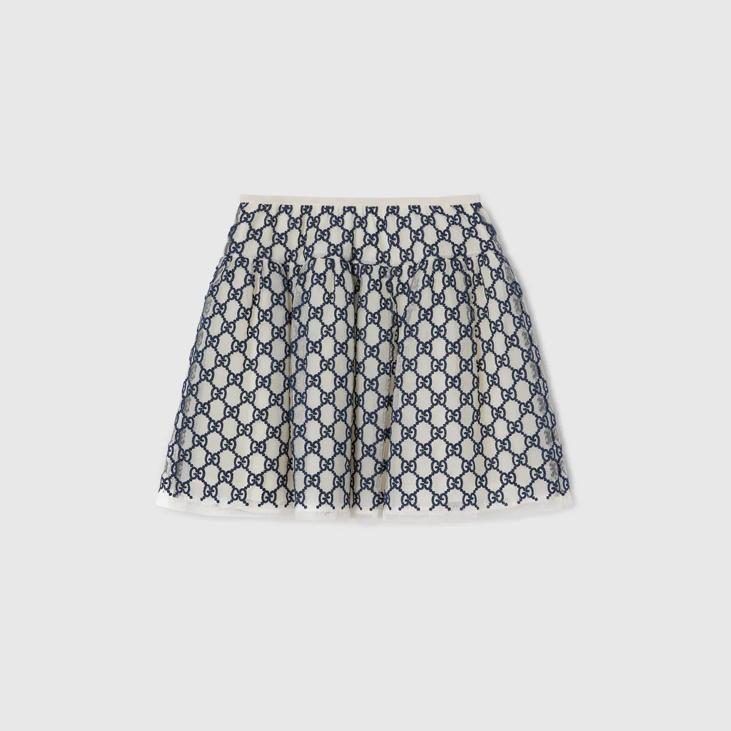 Children's Embroidered Gg Nylon Skirt
