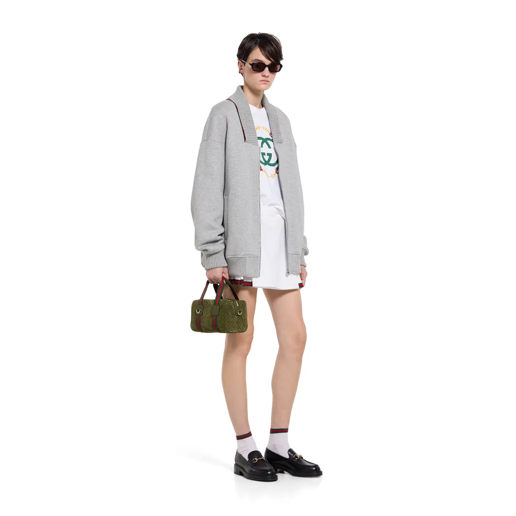 Cotton Jersey Zip Jacket With Web
