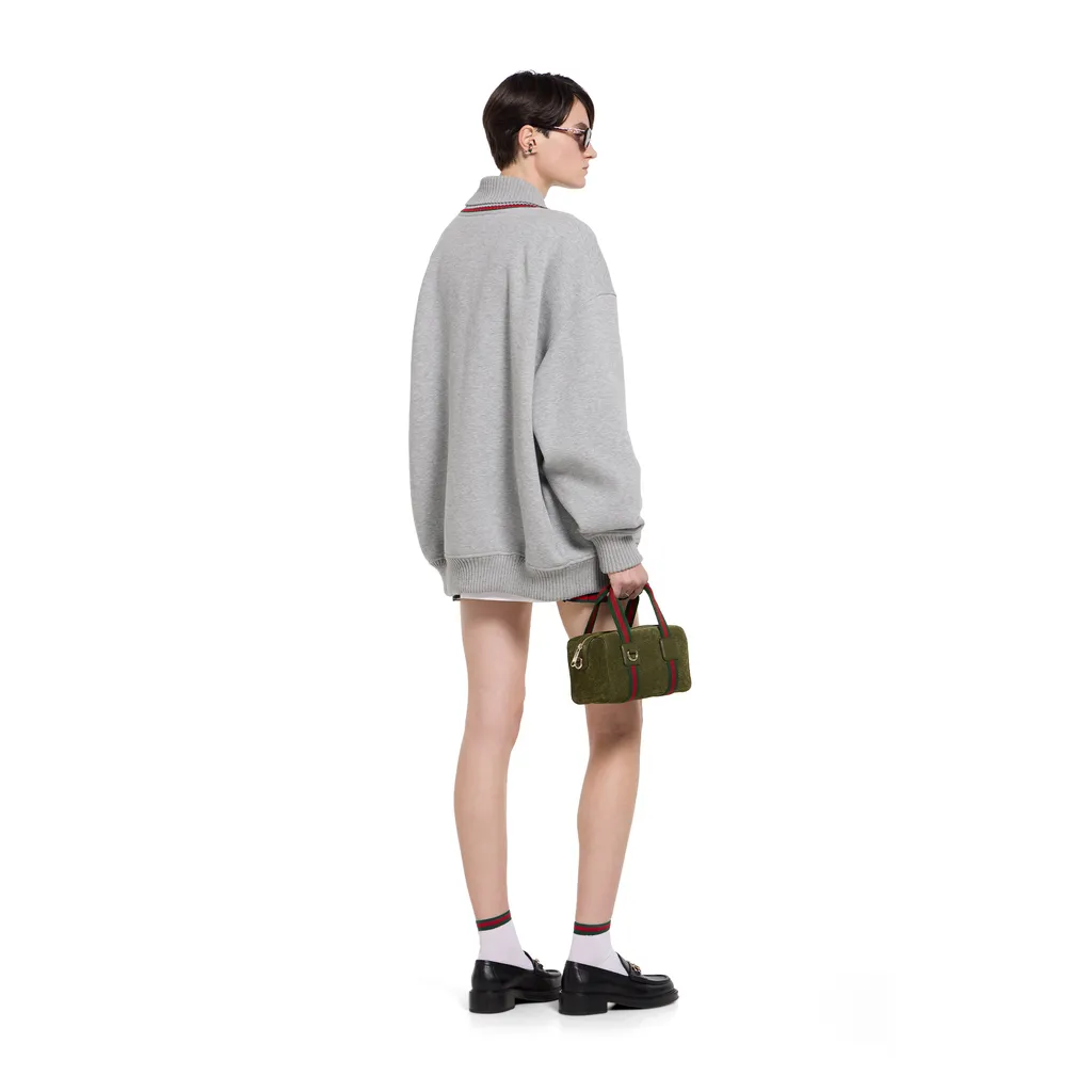 Cotton Jersey Zip Jacket With Web