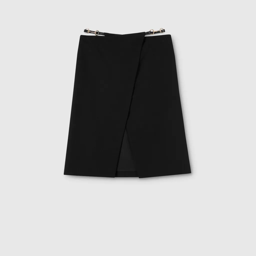 Wool Wrap Skirt With Horsebit Detail