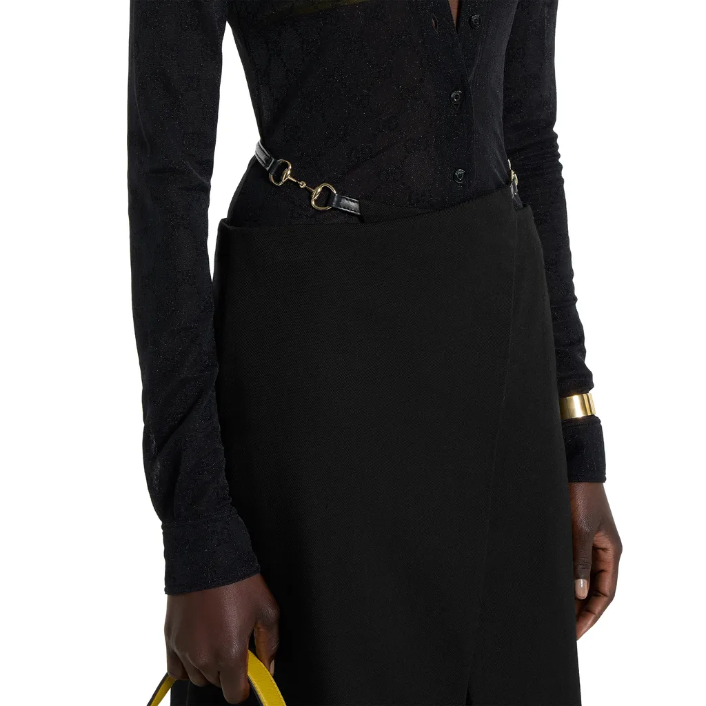 Wool Wrap Skirt With Horsebit Detail