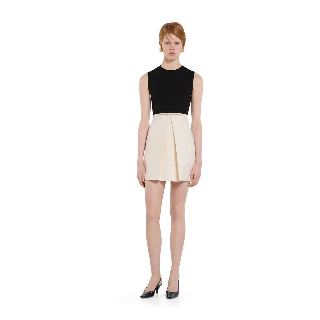 Silk Wool Dress With Crystal Horsebit