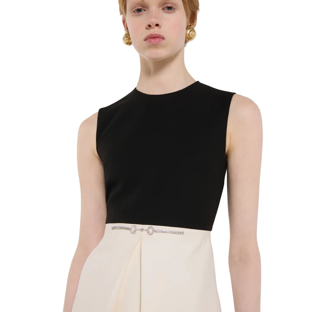 Silk Wool Dress With Crystal Horsebit