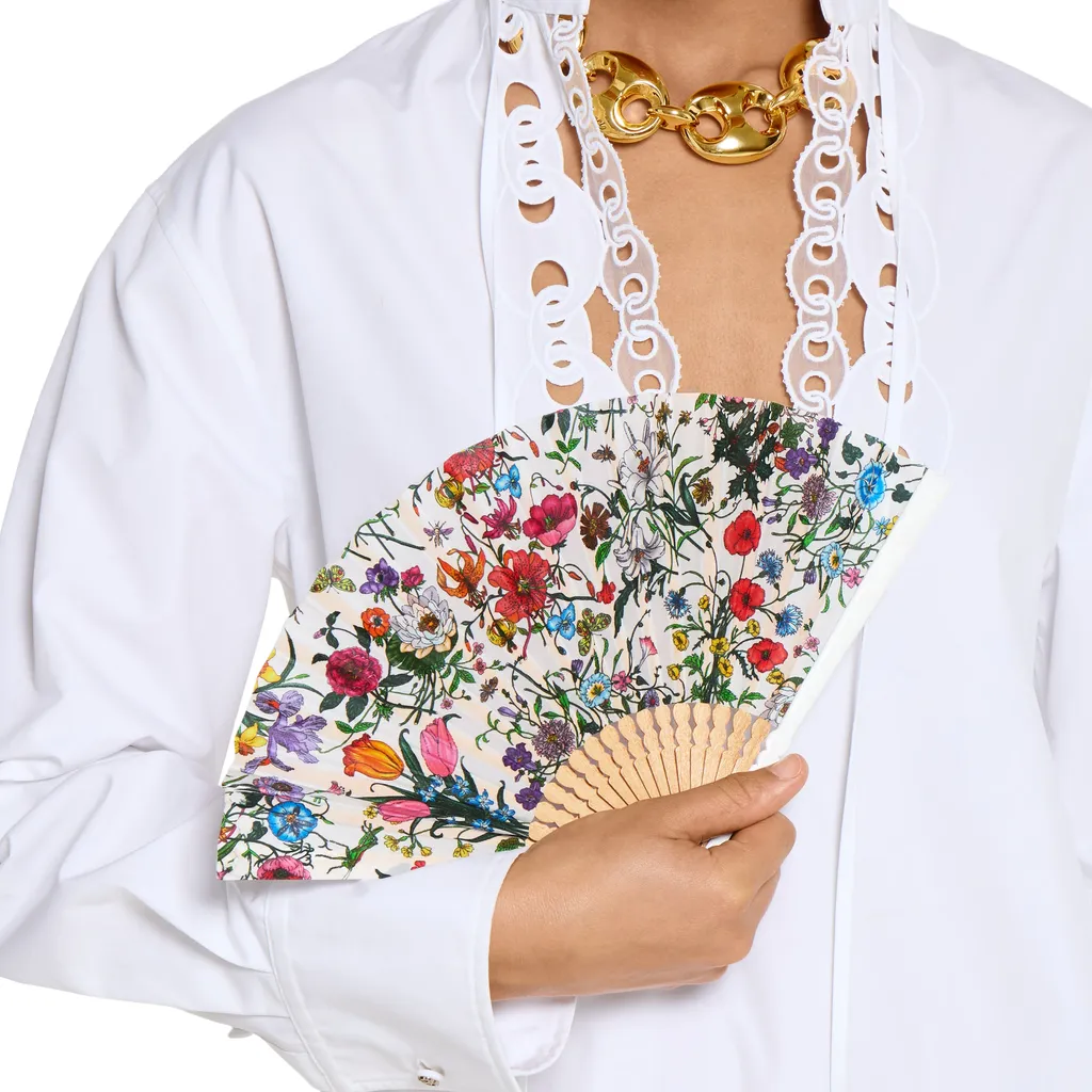 Large Flora Print Fan