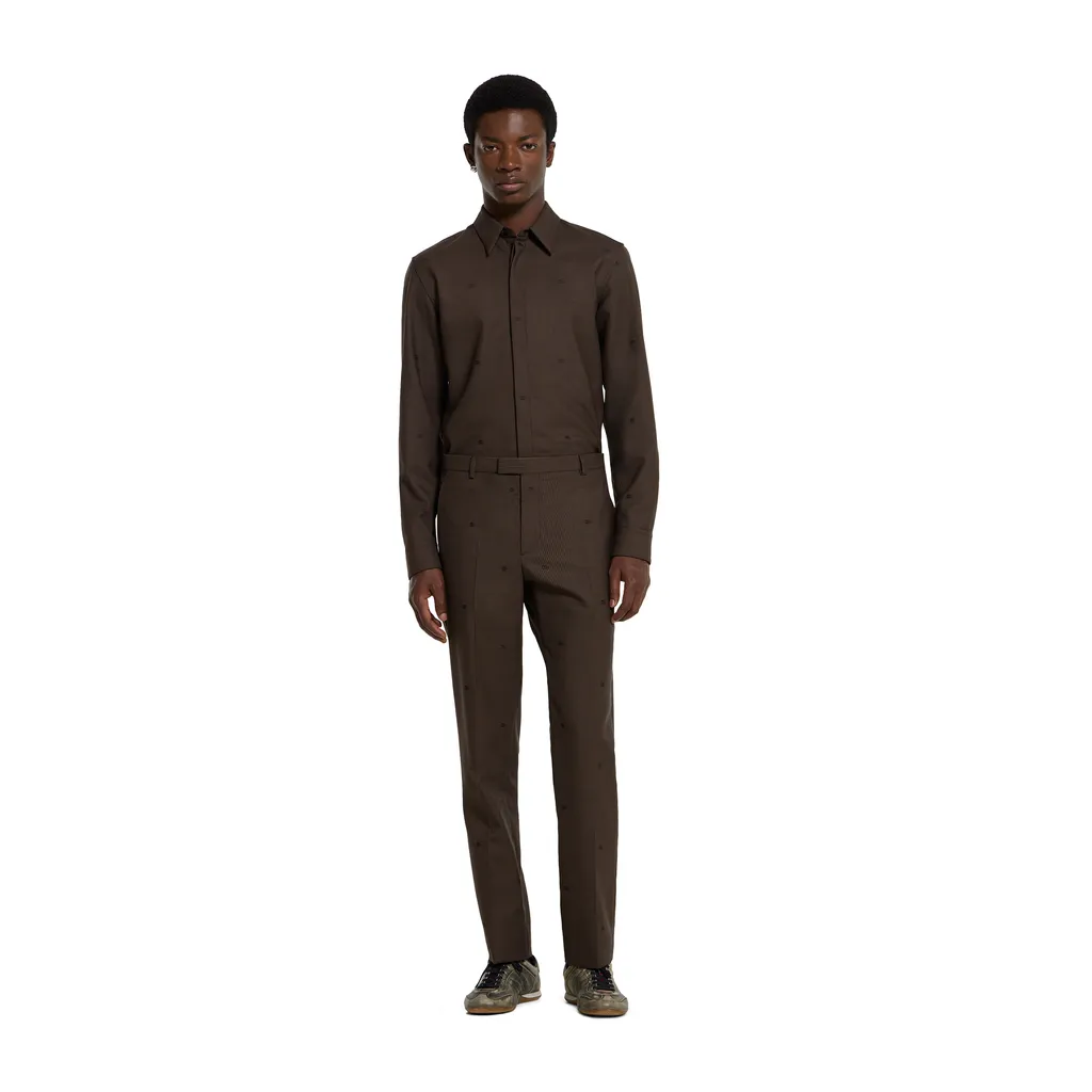 Gg Houndstooth Wool Jacquard Trousers