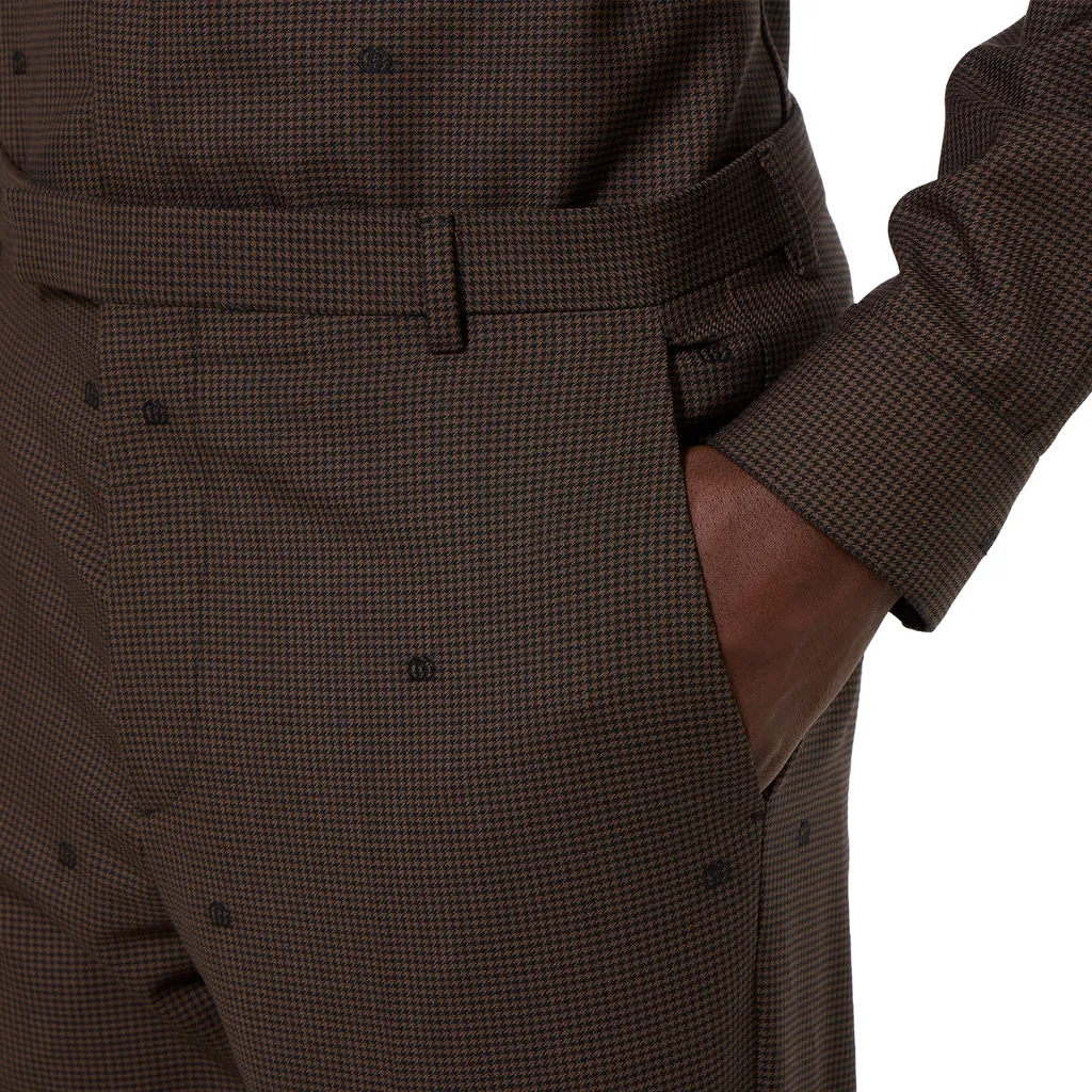 Gg Houndstooth Wool Jacquard Trousers