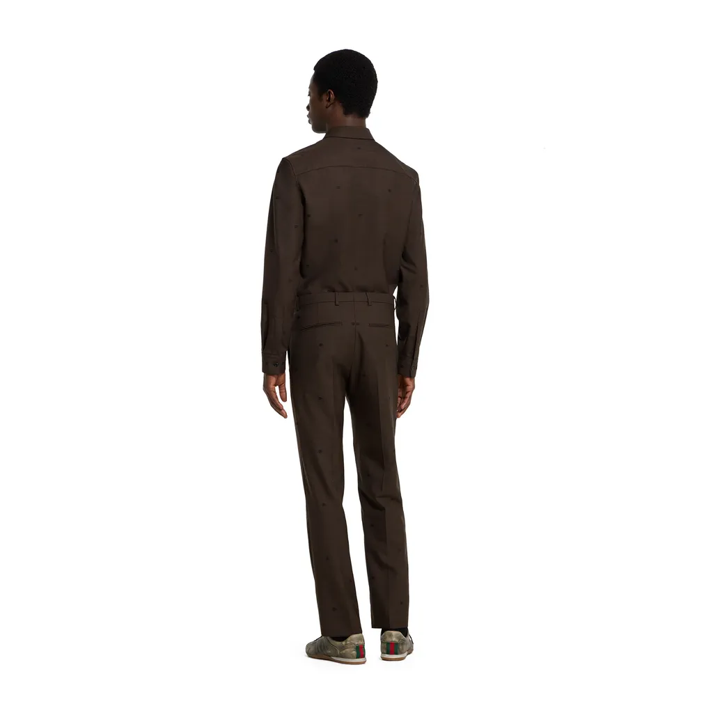 Gg Houndstooth Wool Jacquard Trousers