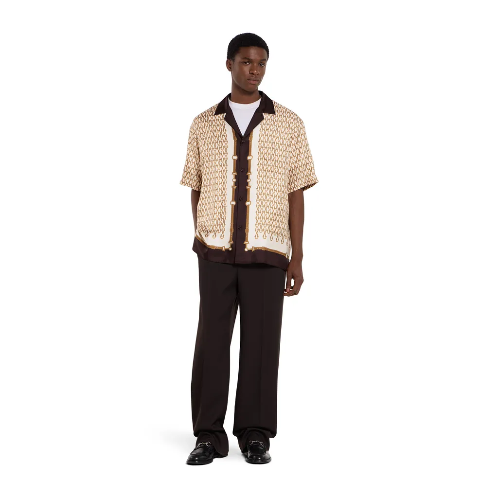 Printed Silk Twill Bowling Shirt