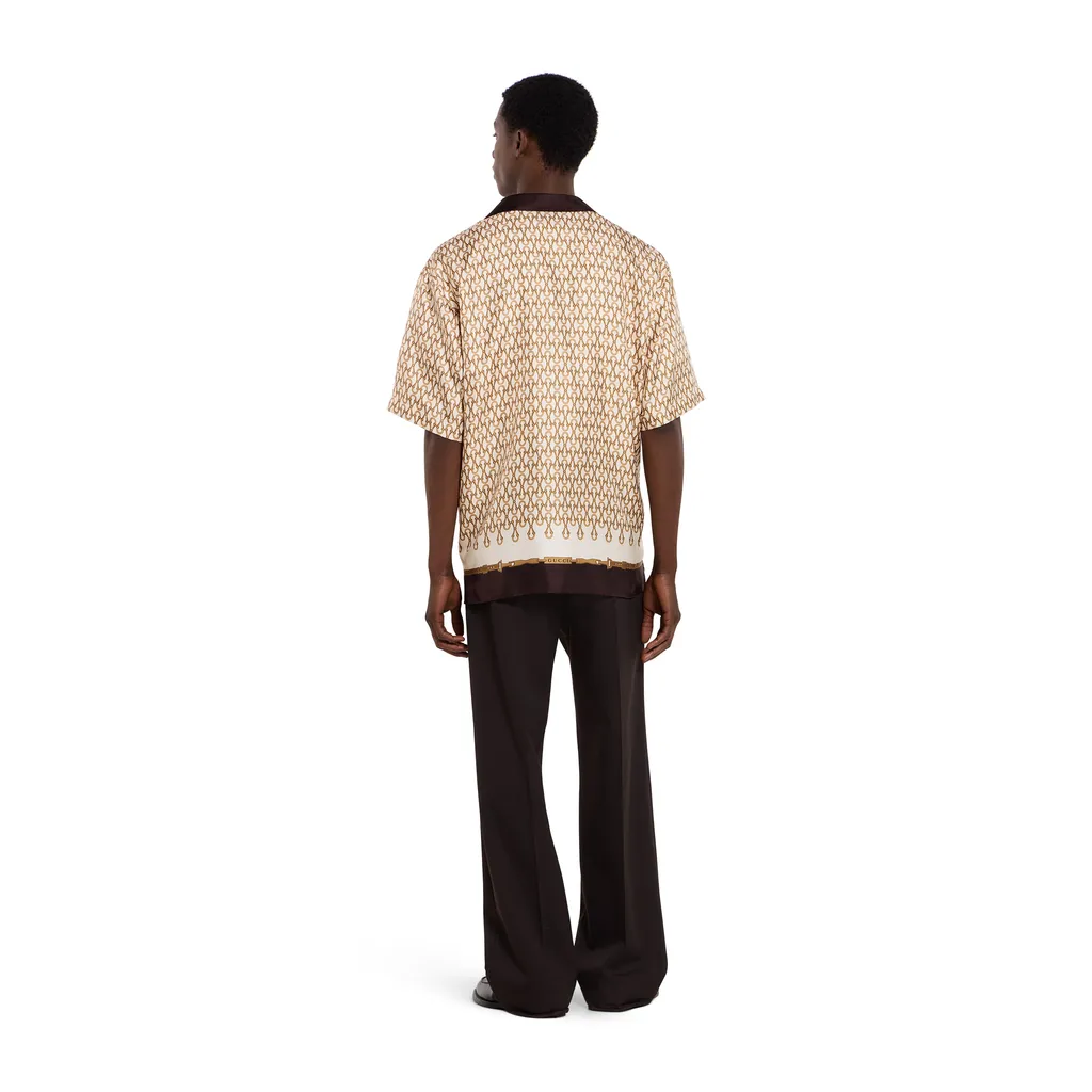 Printed Silk Twill Bowling Shirt
