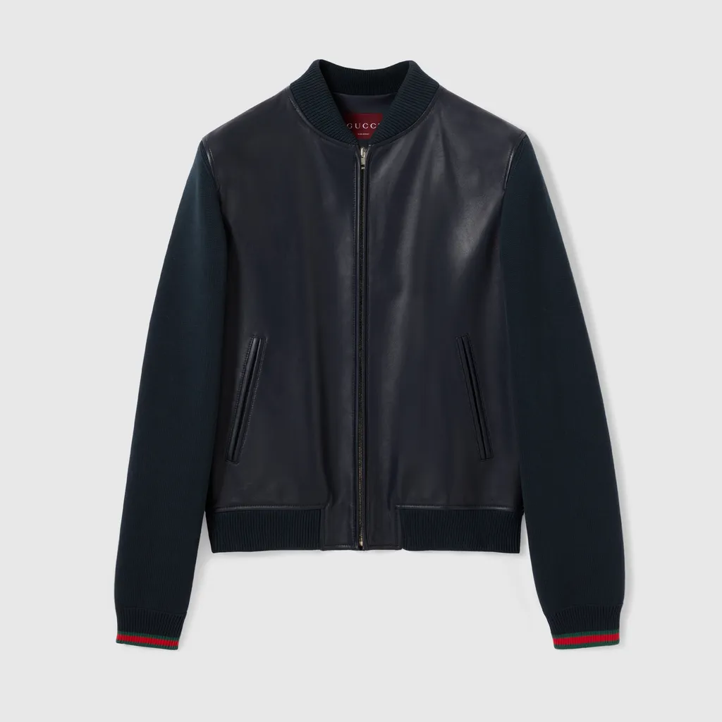 Nappa Leather And Knit Bomber Jacket