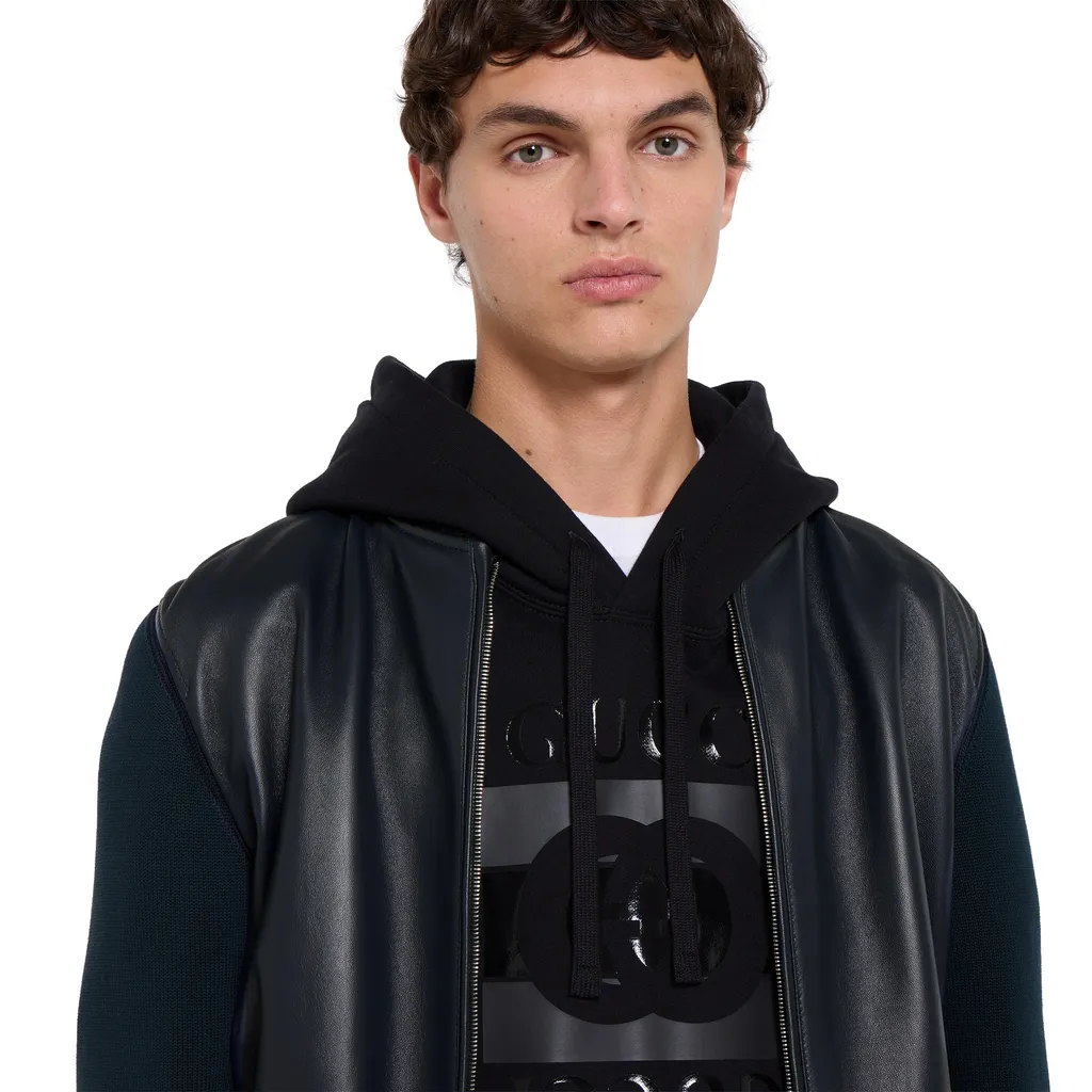 Nappa Leather And Knit Bomber Jacket