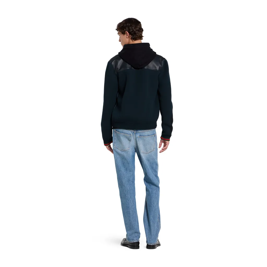 Nappa Leather And Knit Bomber Jacket