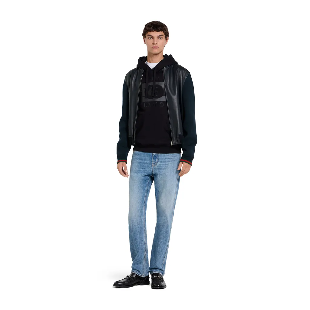 Nappa Leather And Knit Bomber Jacket