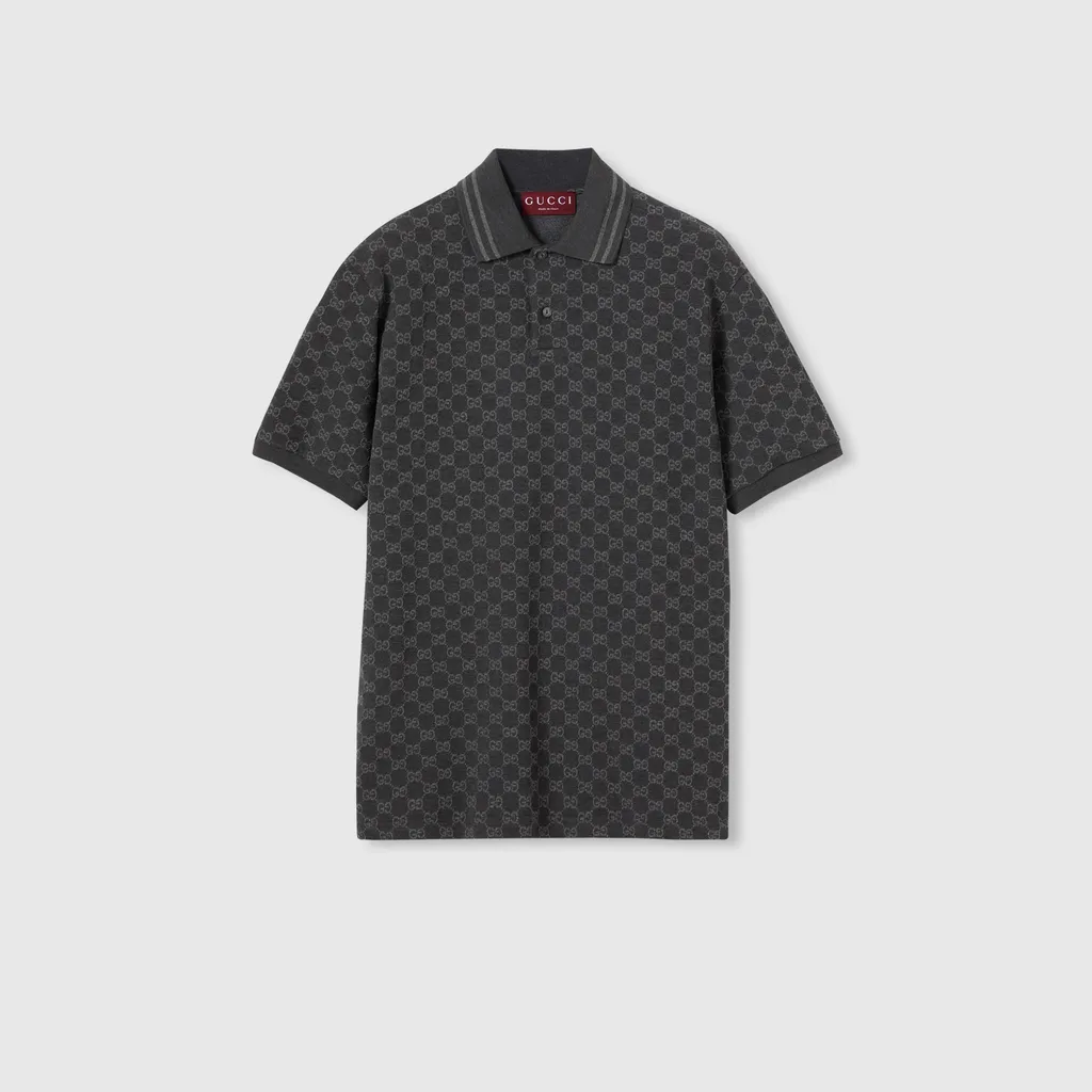 Gg Cotton Piquet Jacquard Polo Shirt