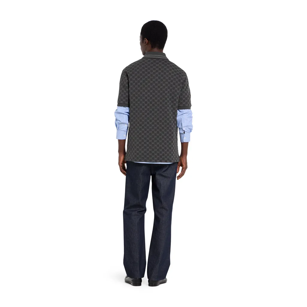 Gg Cotton Piquet Jacquard Polo Shirt