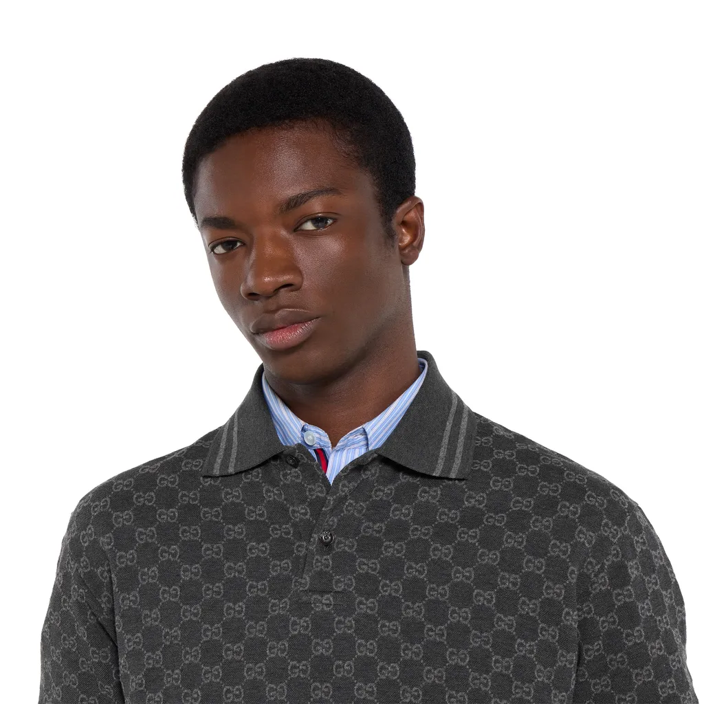 Gg Cotton Piquet Jacquard Polo Shirt