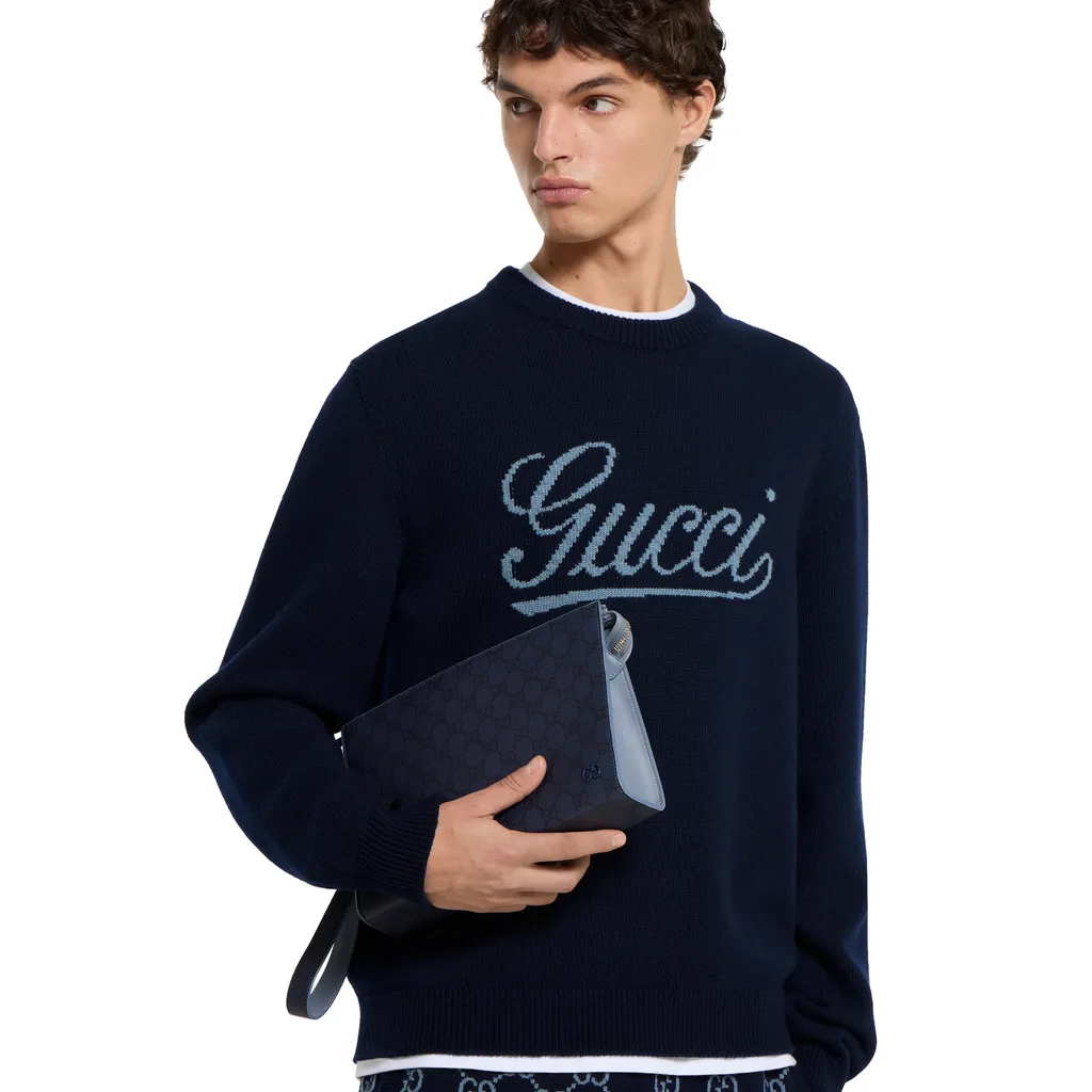 Dusty Blue Trim Small Pouch