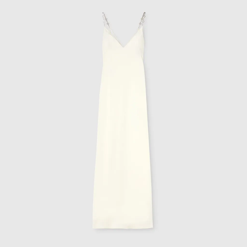 Shiny Satin Dress With Crystal Horsebit