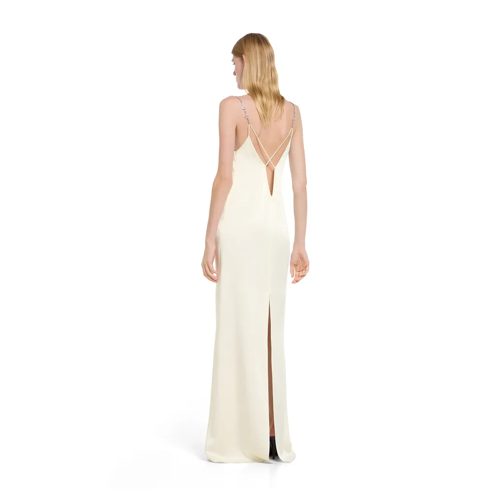 Shiny Satin Dress With Crystal Horsebit