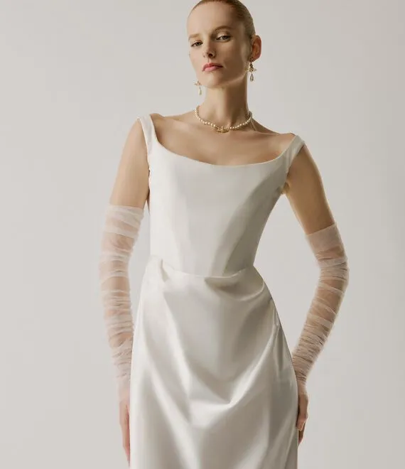 Gathered Tulle Sleeves 43Cm