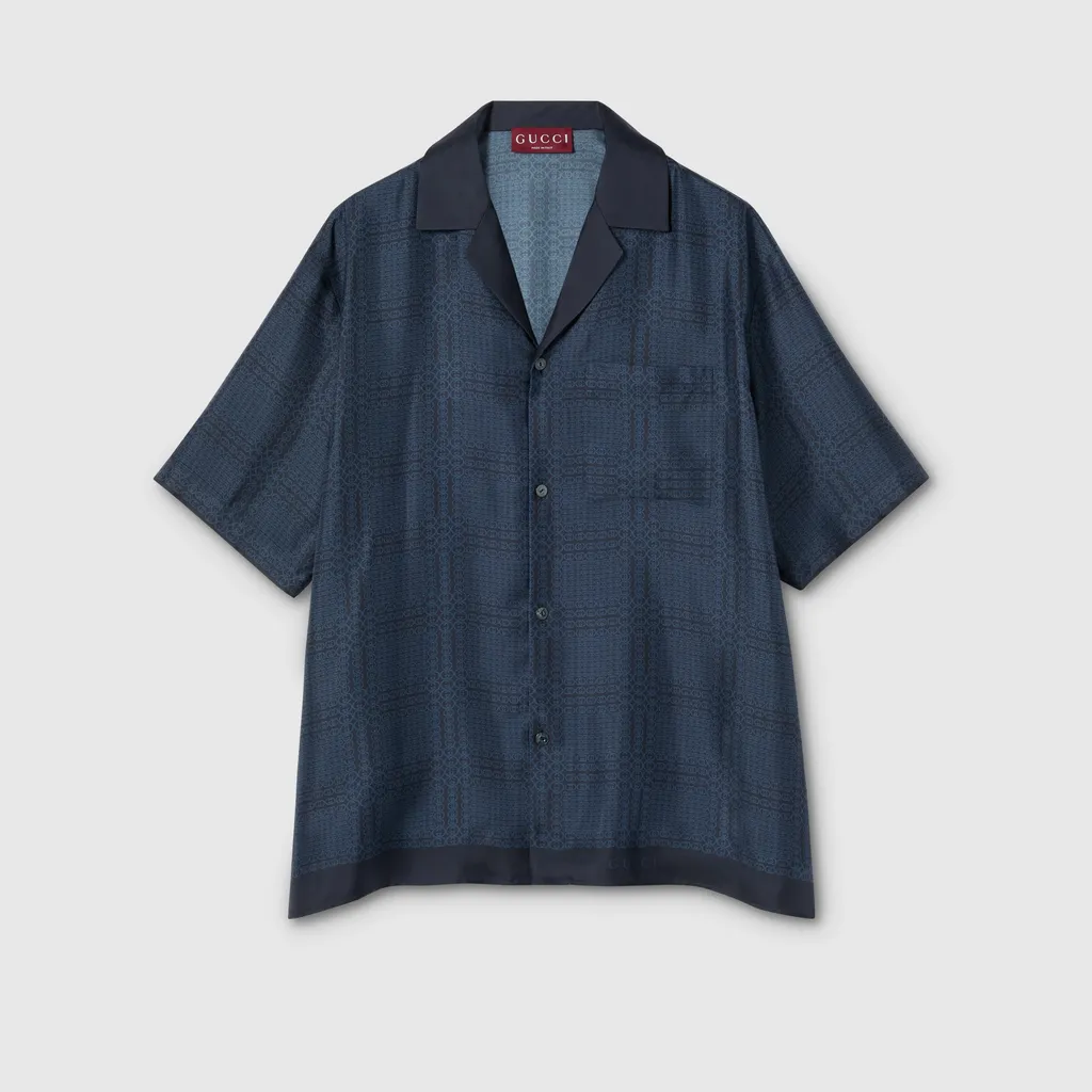 Printed Silk Twill Bowling Shirt