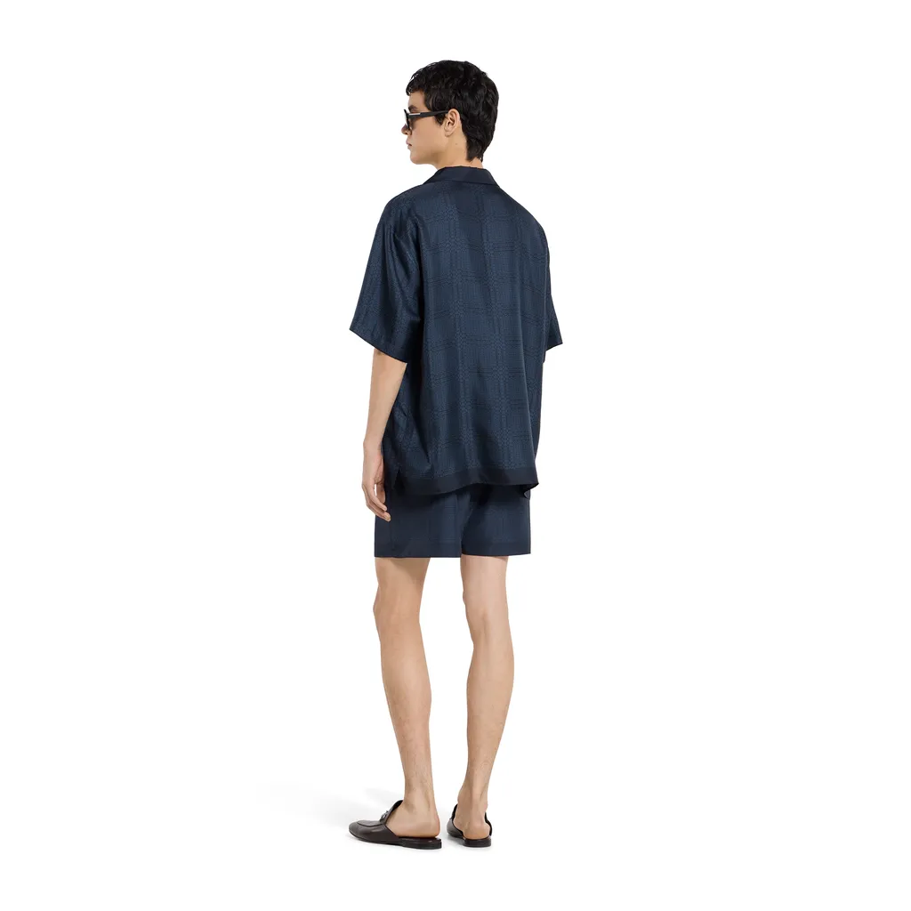 Printed Silk Twill Bowling Shirt