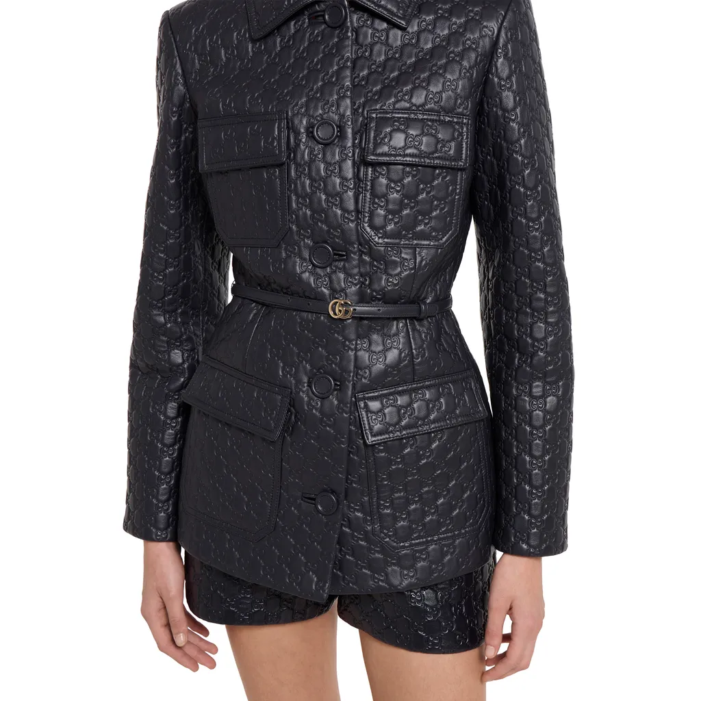 Embossed Gg Leather Jacket