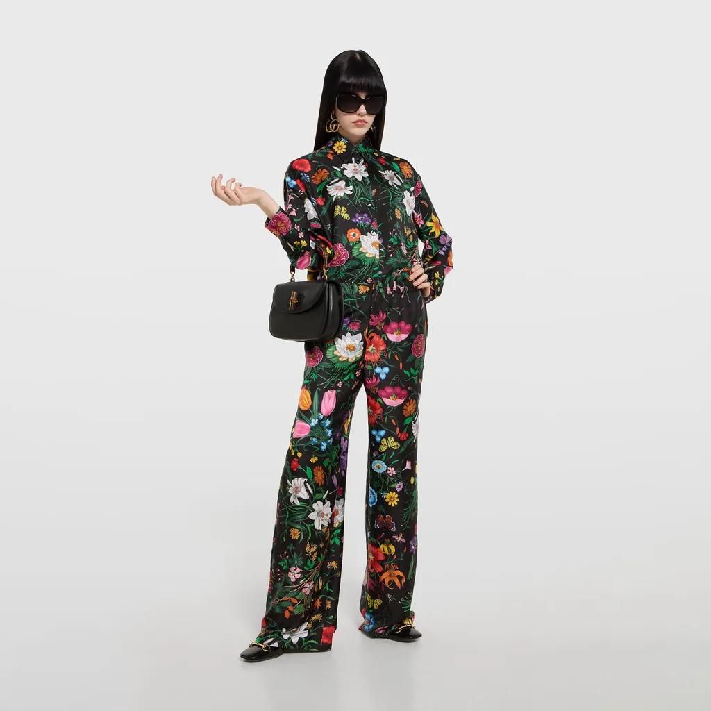 Printed Silk Twill Pants