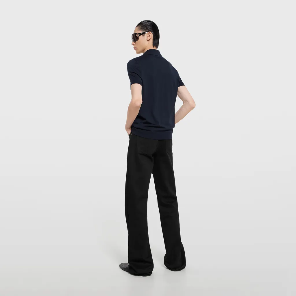 Knit Wool Polo Shirt With Embroidery