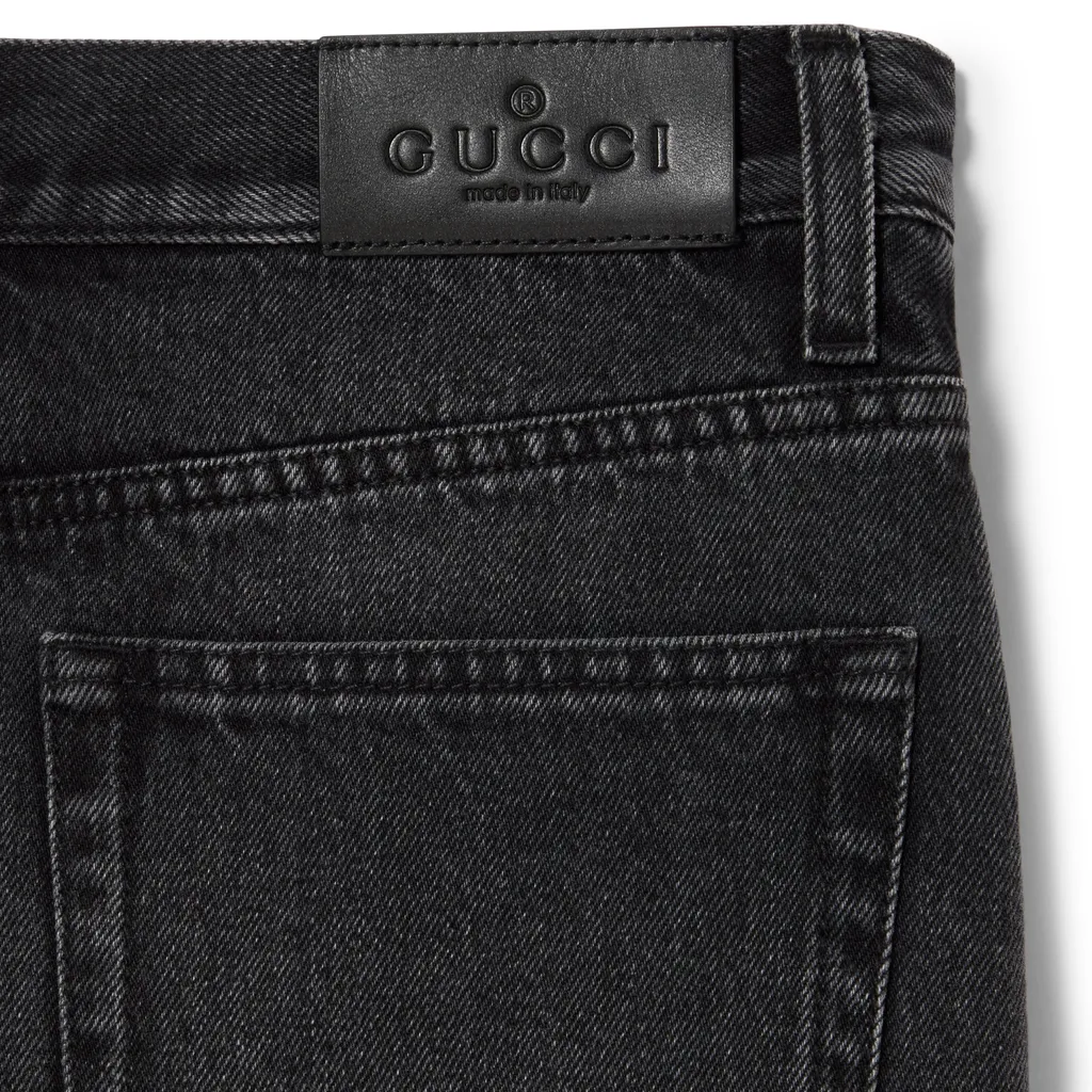 Cotton Denim Shorts With Horsebit