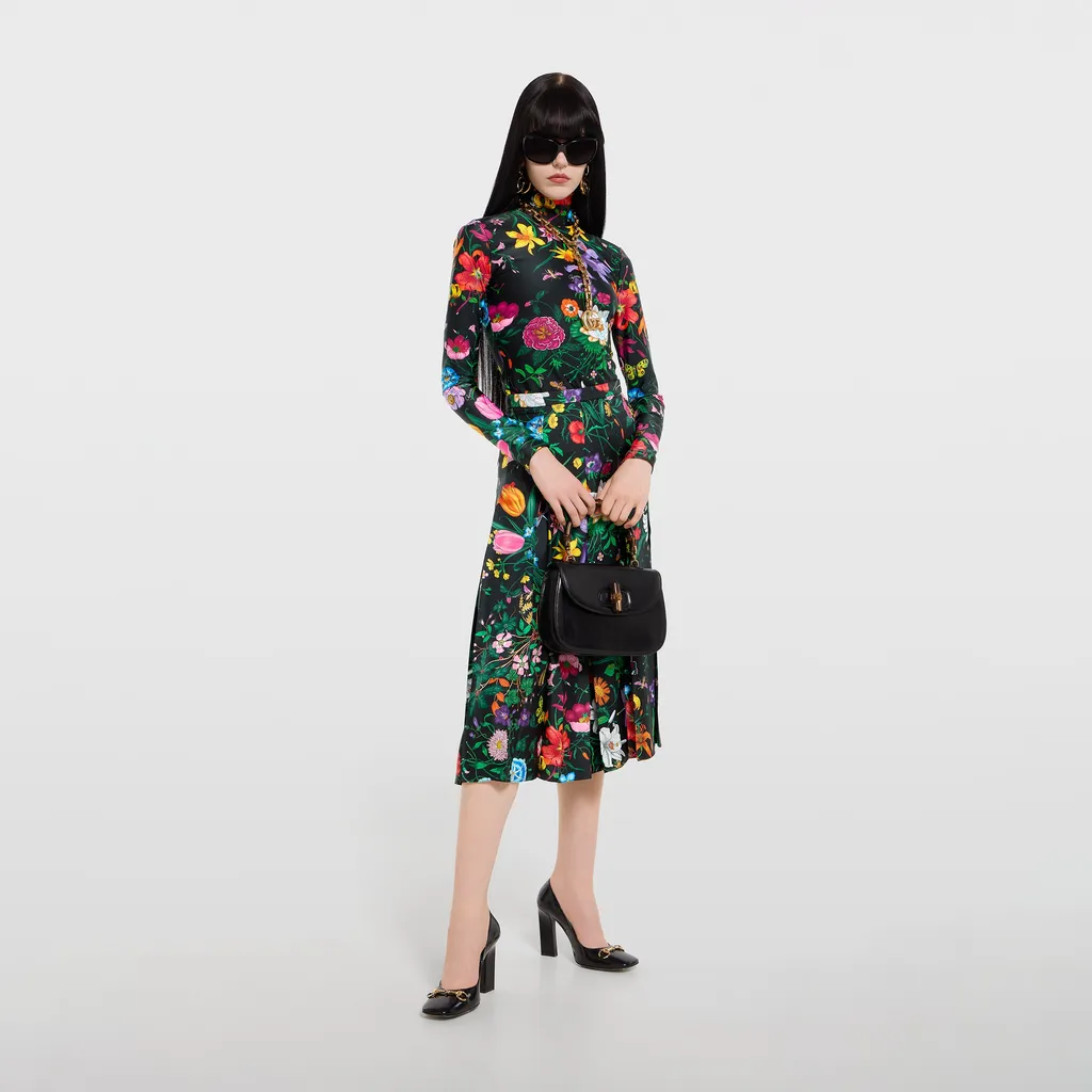 Printed Sparkling Jersey Turtleneck
