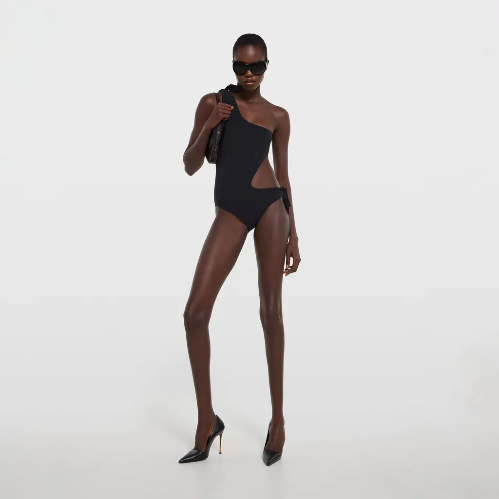 Stretch Jersey Swimsuit With Embroidery