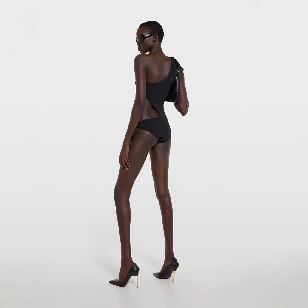 Stretch Jersey Swimsuit With Embroidery