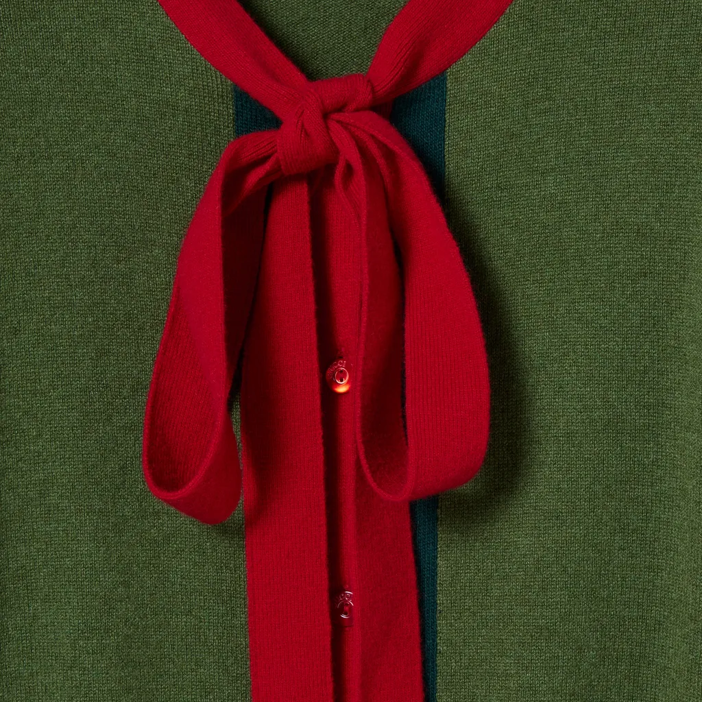 Knit Wool Cashmere Cardigan With Web