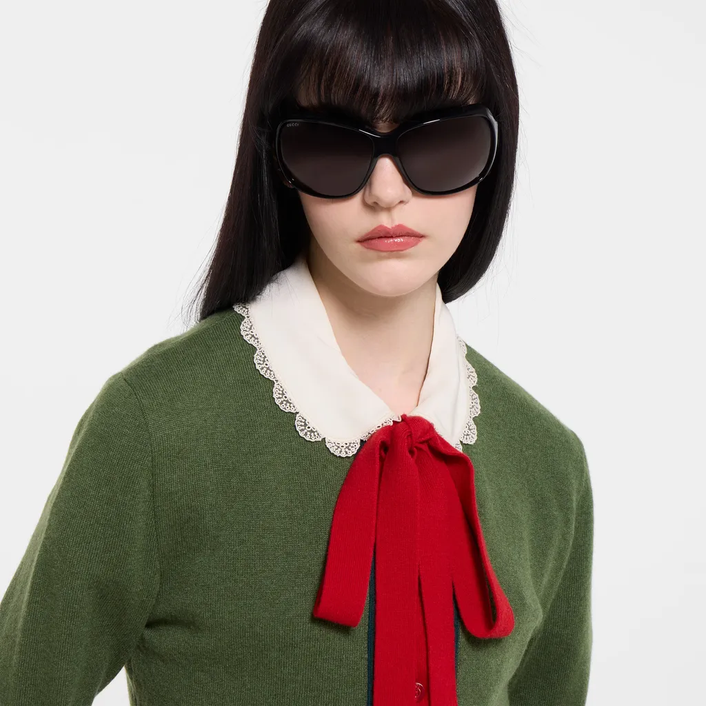 Knit Wool Cashmere Cardigan With Web