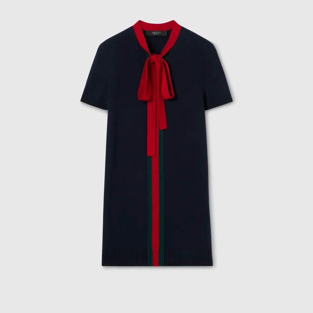 Knit Wool Cashmere Dress With Web