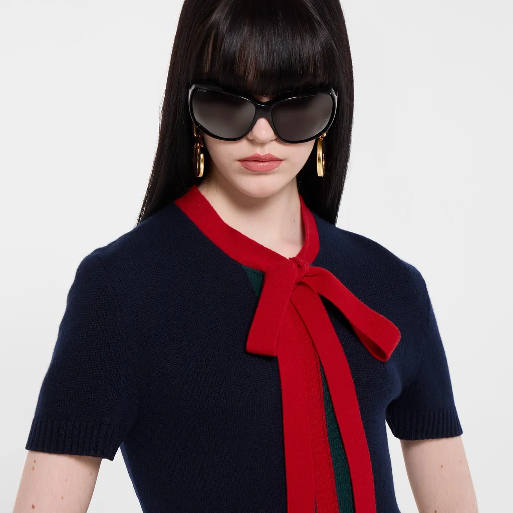 Knit Wool Cashmere Dress With Web