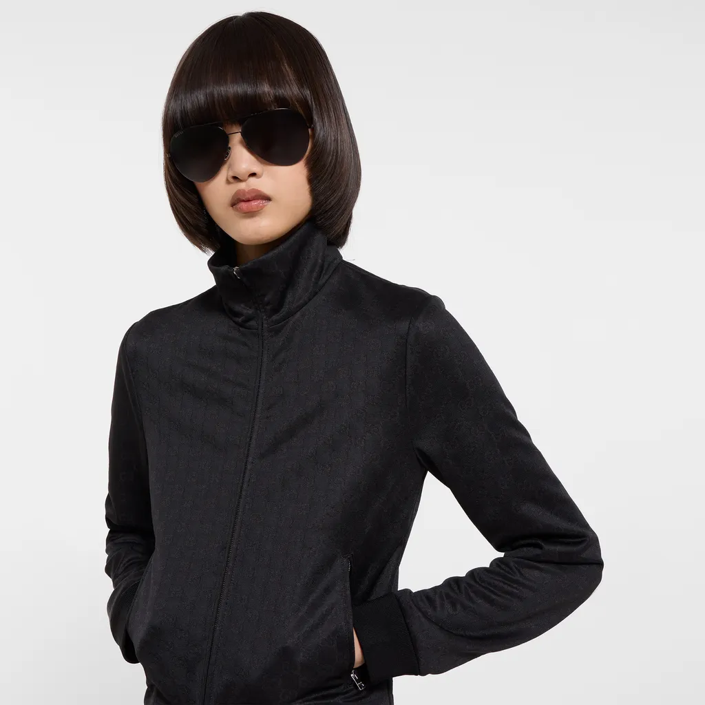 Gg Jersey Jacquard Zip Jacket
