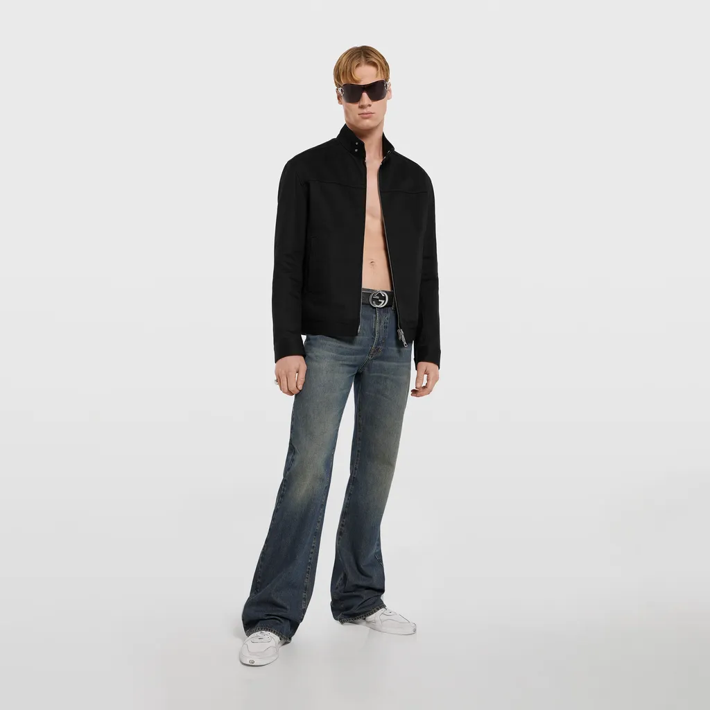 Cotton Denim Jacket With Horsebit