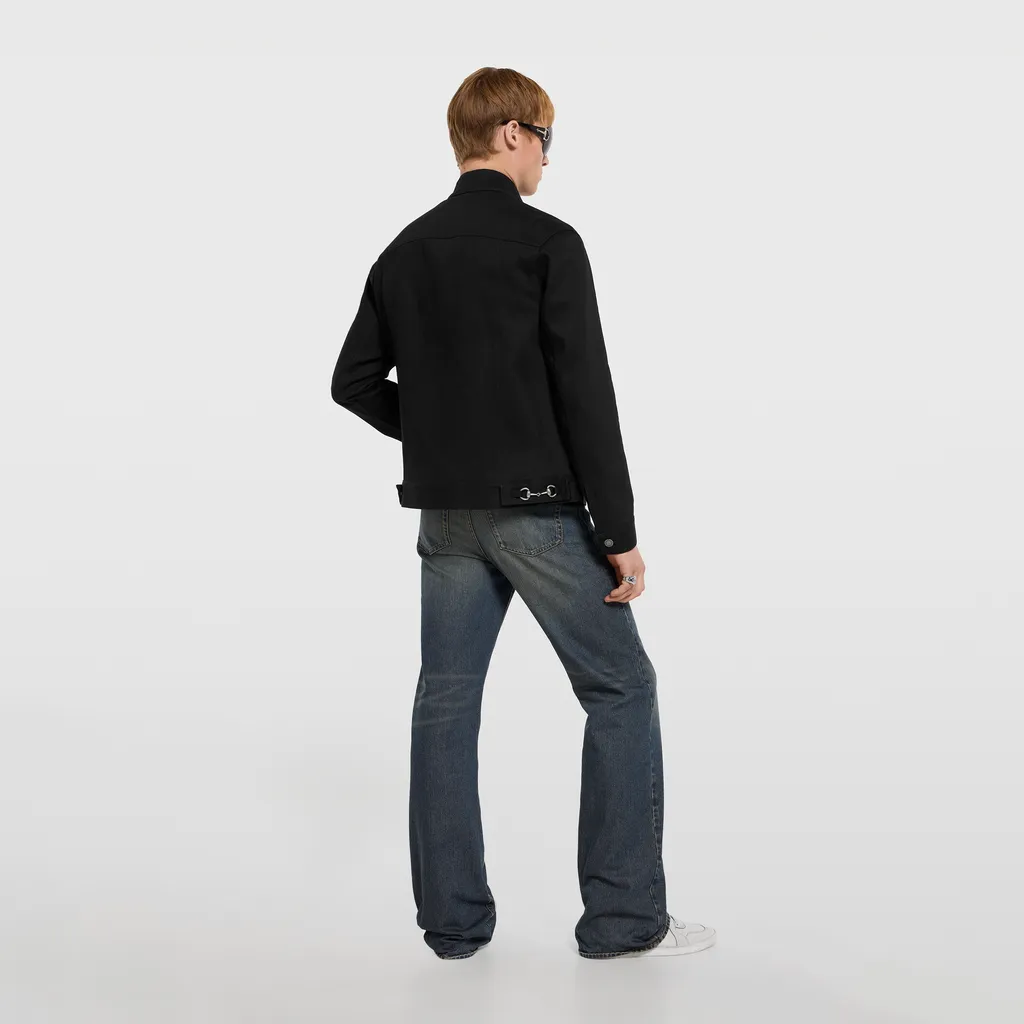 Cotton Denim Jacket With Horsebit