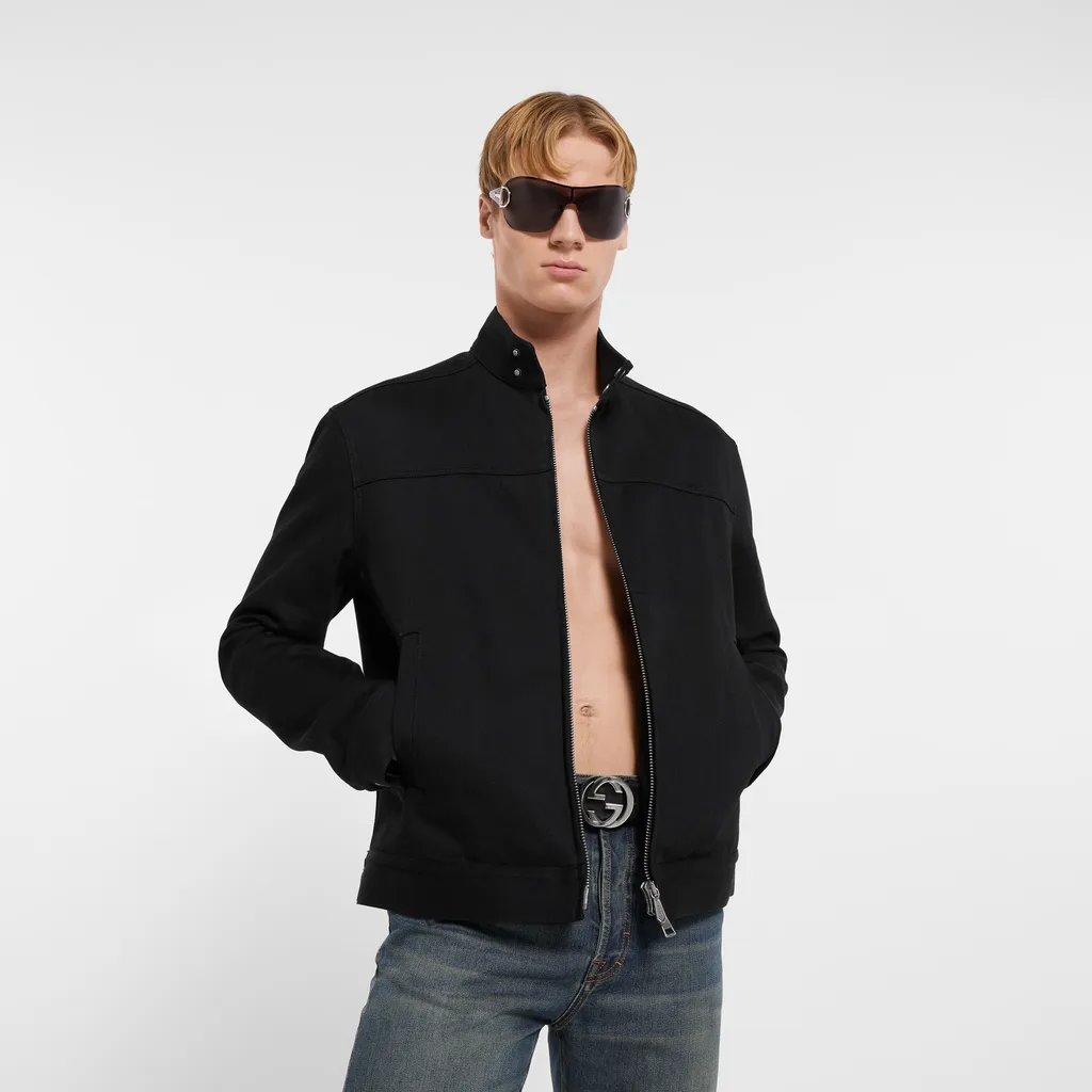 Cotton Denim Jacket With Horsebit