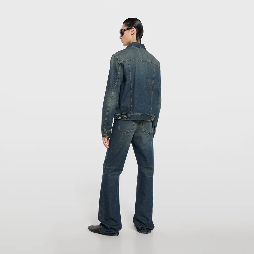Cotton Denim Jacket With Horsebit