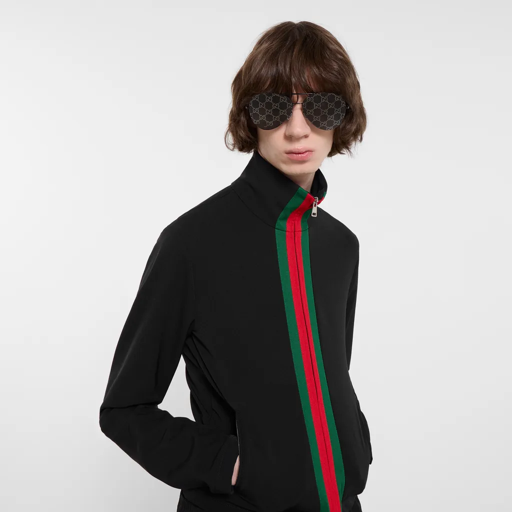 Stretch Nylon Zip Jacket With Web